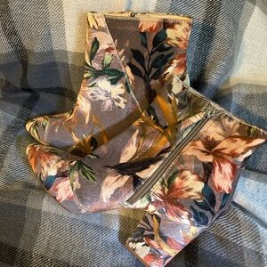 Nine West Floral Fabric Ankle Boot in Pink and Gray